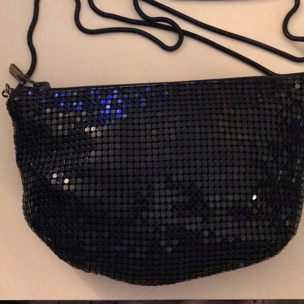 Midnight Blue Sequin Clutch with Wristlet Strap